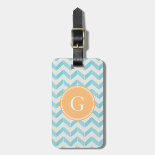 Étiquette À Bagage Monogramme en pastel chic de coutume de Chevron de