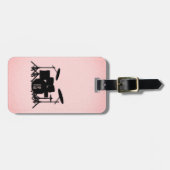 Étiquette À Bagage Monogramme Ensemble de musique Design rose (Devant horizontal)