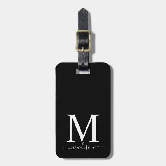 Étiquette À Bagage Monogramme et calligraphie avec Arrière - plan mod (Devant Vertical)