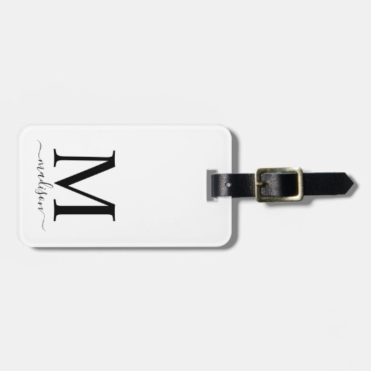 Étiquette À Bagage Monogramme et calligraphie avec Arrière - plan mod (Devant horizontal)