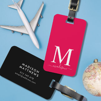 Étiquette À Bagage Monogramme et calligraphie avec Arrière - plan mod