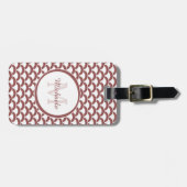 Étiquette À Bagage Monogramme et nom des pétoncles blancs Brown et ro (Devant horizontal)