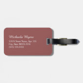 Étiquette À Bagage Monogramme et nom des pétoncles blancs Brown et ro (Dos horizontal)
