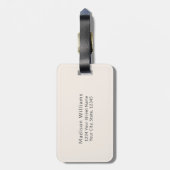 Étiquette À Bagage Monogramme et nom neutres Beige Boho Script (Dos Vertical)