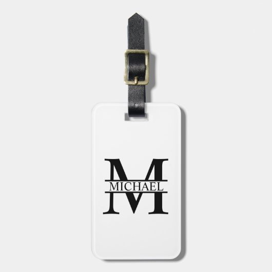 Étiquette À Bagage Monogramme et nom personnalisés (Devant Vertical)