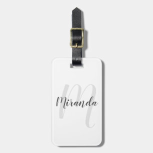 Étiquette À Bagage Monogramme et nom personnalisés de script moderne