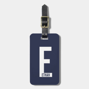 Étiquette À Bagage Monogramme et nom personnalisés gras modernes