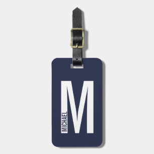 Étiquette À Bagage Monogramme et nom personnalisés modernes