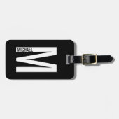 Étiquette À Bagage Monogramme et nom personnalisés modernes (Devant horizontal)