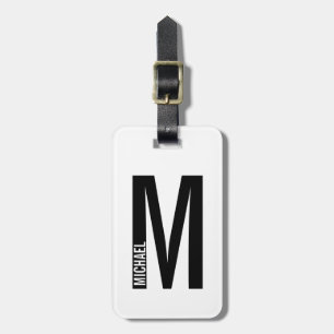 Étiquette À Bagage Monogramme et nom personnalisés modernes