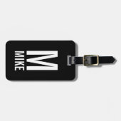 Étiquette À Bagage Monogramme et nom personnalisés modernes (Devant horizontal)