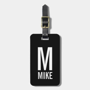 Étiquette À Bagage Monogramme et nom personnalisés modernes