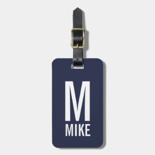Étiquette À Bagage Monogramme et nom personnalisés modernes