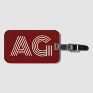 Étiquette À Bagage Monogramme et vin beige moderne
