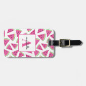 Étiquette À Bagage Monogramme Eté Watermelon Personnalisé (Devant horizontal)
