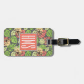 Étiquette À Bagage Monogramme exotique de feuille et d'éléphants | de (Devant horizontal)