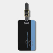 Étiquette À Bagage Monogramme fait sur commande 5 (bleu) (Devant Vertical)