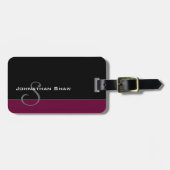 Étiquette À Bagage Monogramme fait sur commande 5 (Bourgogne) (Devant horizontal)