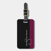 Étiquette À Bagage Monogramme fait sur commande 5 (Bourgogne) (Devant Vertical)