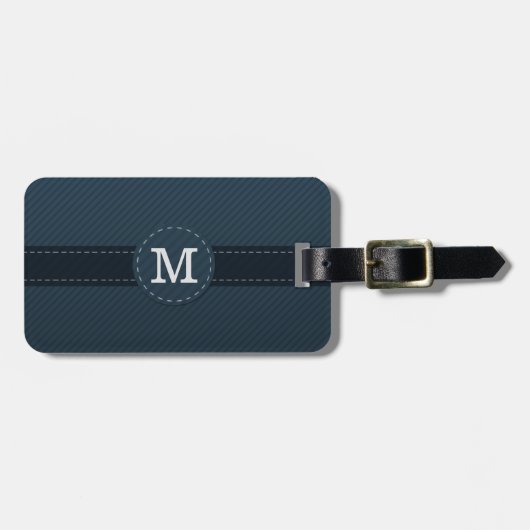 Étiquette À Bagage Monogramme fait sur commande chic de bleu marine - (Devant horizontal)