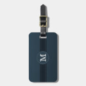 Étiquette À Bagage Monogramme fait sur commande chic de bleu marine - (Devant Vertical)