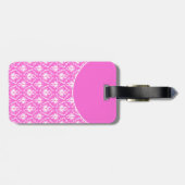 Étiquette À Bagage Monogramme fait sur commande. Modèle blanc et rose (Dos horizontal)