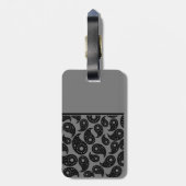 Étiquette À Bagage Monogramme fait sur commande. Modèle gris et noir (Dos Vertical)