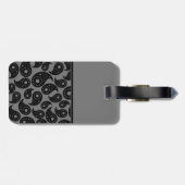 Étiquette À Bagage Monogramme fait sur commande. Modèle gris et noir (Dos horizontal)