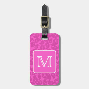 Étiquette À Bagage Monogramme fait sur commande. Modèle rose lumineux