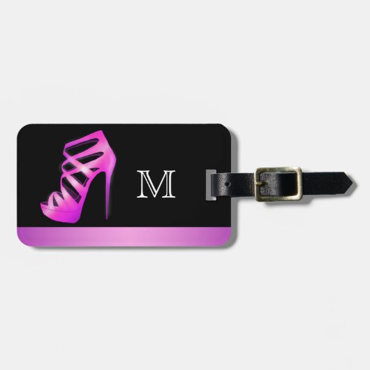 Étiquette À Bagage Monogramme fascinant chic de chaussure de talon (Devant horizontal)