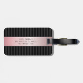 Étiquette À Bagage Monogramme Faux Rose Gold | Gris et noir (Dos horizontal)