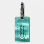 Étiquette À Bagage Monogramme Faux Turquoise Métal Acier Stylé Person (Dos Vertical)