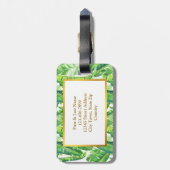 Étiquette À Bagage Monogramme Feuille de palme tropicale (Dos Vertical)