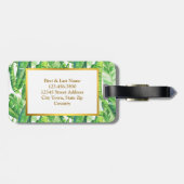 Étiquette À Bagage Monogramme Feuille de palme tropicale (Dos horizontal)
