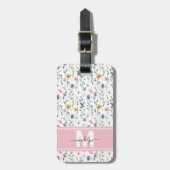 Étiquette À Bagage Monogramme Fleur Sauvage (Devant Vertical)
