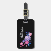 Étiquette À Bagage Monogramme floral aquarelle simple (Devant Vertical)