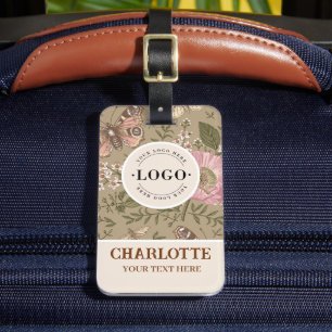 Étiquette À Bagage Monogramme Floral Botanique de Fleur Sauvage Tenda