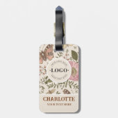 Étiquette À Bagage Monogramme floral botanique de fleurs sauvages à l (Dos Vertical)