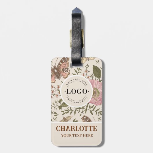 Étiquette À Bagage Monogramme floral botanique de fleurs sauvages à l (Dos Vertical)