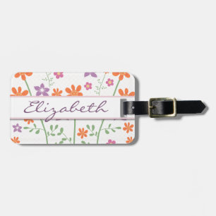 Étiquette À Bagage Monogramme floral chic de conception de motif