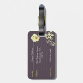 Étiquette À Bagage Monogramme floral déprimé double face (Dos Vertical)