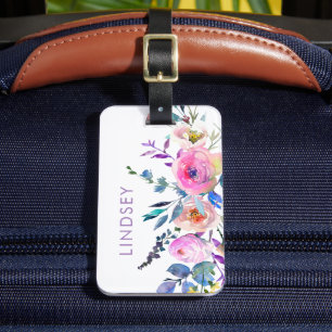 Étiquette À Bagage Monogramme floral du Boho du lever du soleil