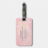 Étiquette À Bagage Monogramme floral écriture Geode Agate Gold (Dos Vertical)