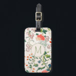 Étiquette À Bagage Monogramme floral élégant<br><div class="desc">Élégant motif tout-en-un fleuri de jardin avec script monogramme initial. Un cadeau ou accessoire personnalisé parfait.</div>