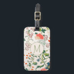 Étiquette À Bagage Monogramme floral élégant<br><div class="desc">Élégant motif tout-en-un fleuri de jardin avec script monogramme initial. Un cadeau ou accessoire personnalisé parfait.</div>