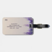Étiquette À Bagage Monogramme floral mauve à dégradé lunaire (Dos horizontal)