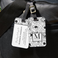 Monogramme floral noir et blanc élégant