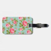 Étiquette À Bagage Monogramme floral Rose Vintage (Dos horizontal)
