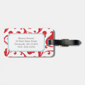 Étiquette À Bagage Monogramme floral rouge girly élégant de motif (Dos horizontal)