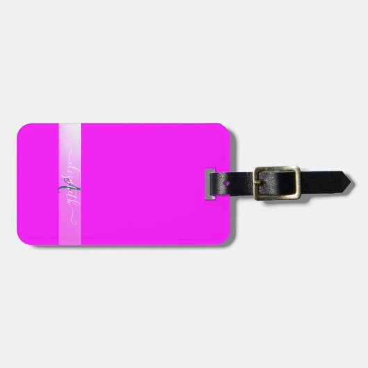 Étiquette À Bagage Monogramme fluide rose (Devant horizontal)